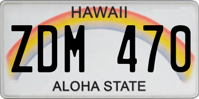 HI license plate ZDM470
