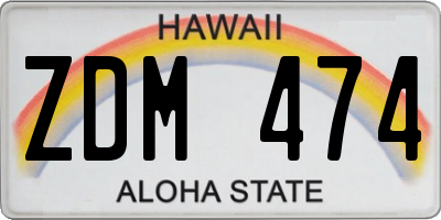 HI license plate ZDM474