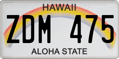 HI license plate ZDM475