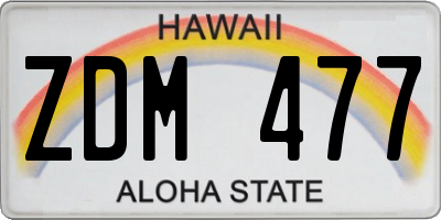 HI license plate ZDM477