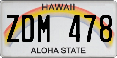 HI license plate ZDM478
