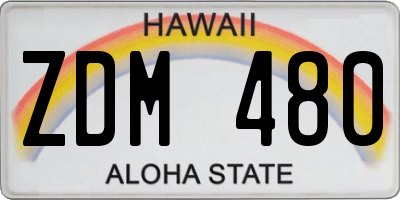 HI license plate ZDM480
