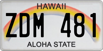 HI license plate ZDM481