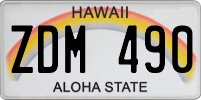 HI license plate ZDM490