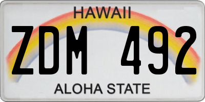 HI license plate ZDM492
