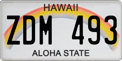HI license plate ZDM493