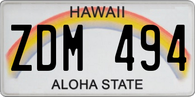 HI license plate ZDM494