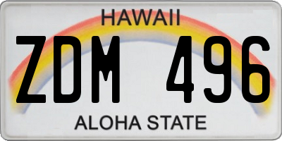 HI license plate ZDM496