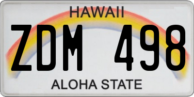 HI license plate ZDM498