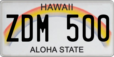 HI license plate ZDM500