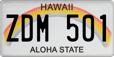 HI license plate ZDM501