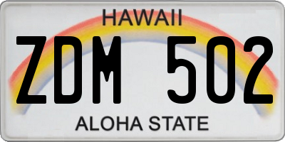 HI license plate ZDM502