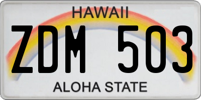 HI license plate ZDM503