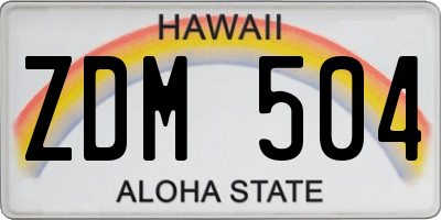 HI license plate ZDM504