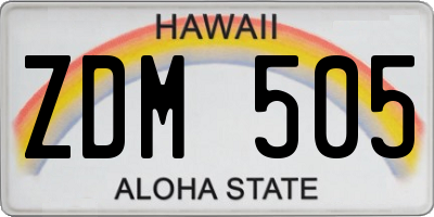 HI license plate ZDM505
