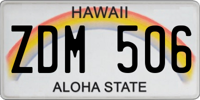 HI license plate ZDM506