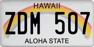 HI license plate ZDM507
