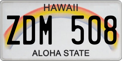 HI license plate ZDM508