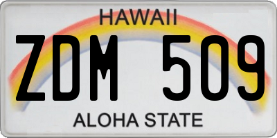 HI license plate ZDM509