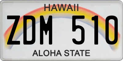 HI license plate ZDM510