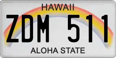 HI license plate ZDM511