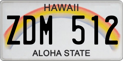 HI license plate ZDM512