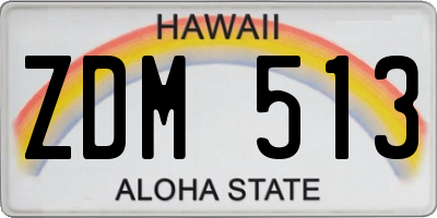 HI license plate ZDM513