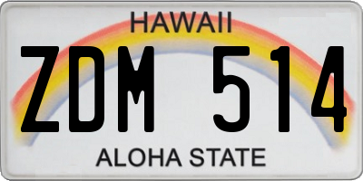 HI license plate ZDM514