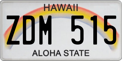 HI license plate ZDM515