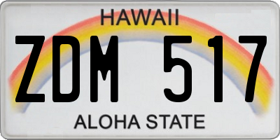 HI license plate ZDM517