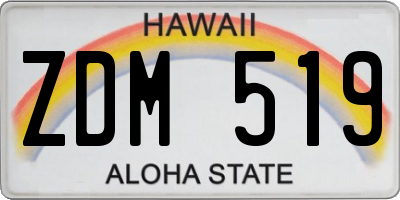HI license plate ZDM519