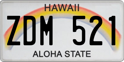 HI license plate ZDM521