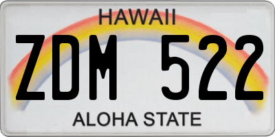 HI license plate ZDM522