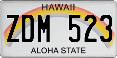 HI license plate ZDM523