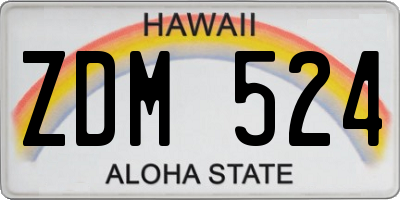 HI license plate ZDM524