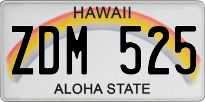 HI license plate ZDM525