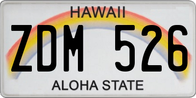HI license plate ZDM526