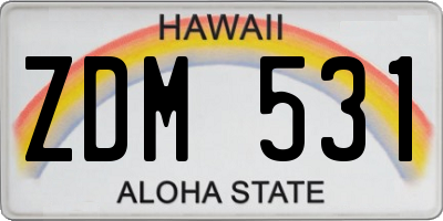 HI license plate ZDM531