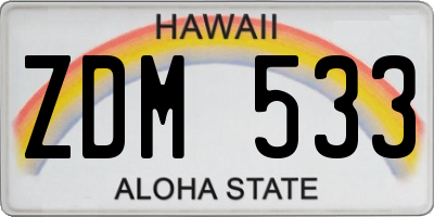 HI license plate ZDM533