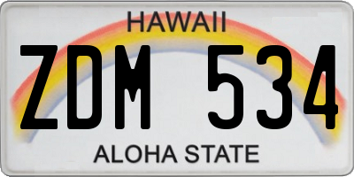 HI license plate ZDM534