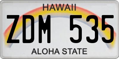HI license plate ZDM535