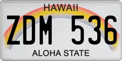 HI license plate ZDM536