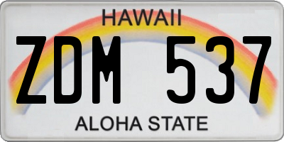 HI license plate ZDM537
