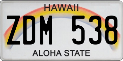 HI license plate ZDM538