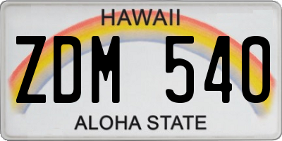 HI license plate ZDM540