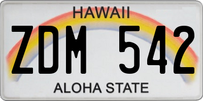 HI license plate ZDM542