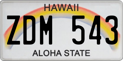 HI license plate ZDM543