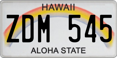 HI license plate ZDM545