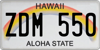 HI license plate ZDM550