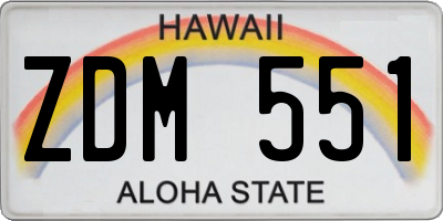 HI license plate ZDM551